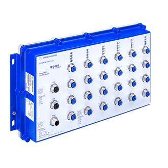 Managed IP67 PoE-Switch, 24 ports, supply voltage 48 VDC, Software L2P, train approvals
